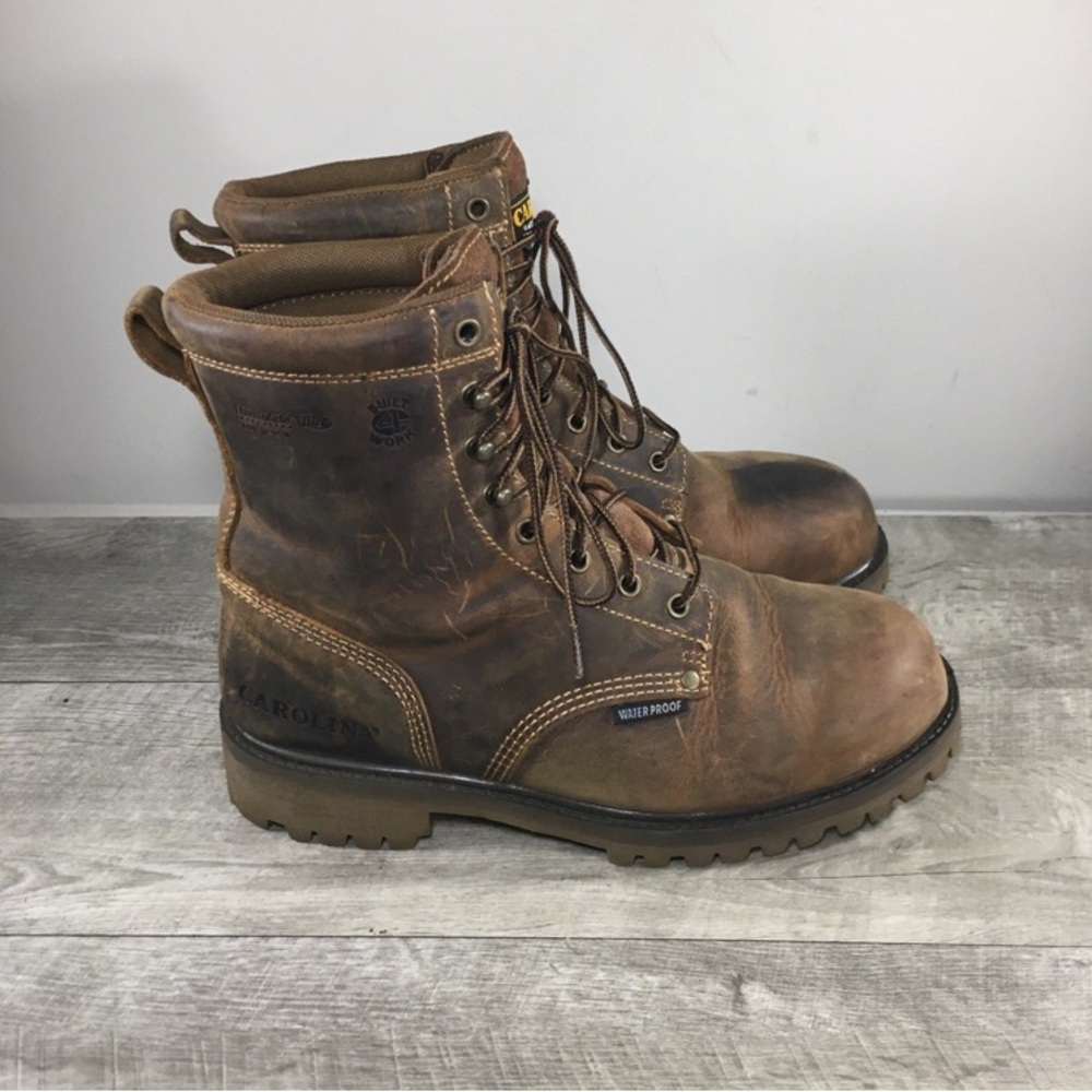 Carolina CA8588 Lo Waterproof Steel Toe Work Leather Logger Boots Size 10.5 D